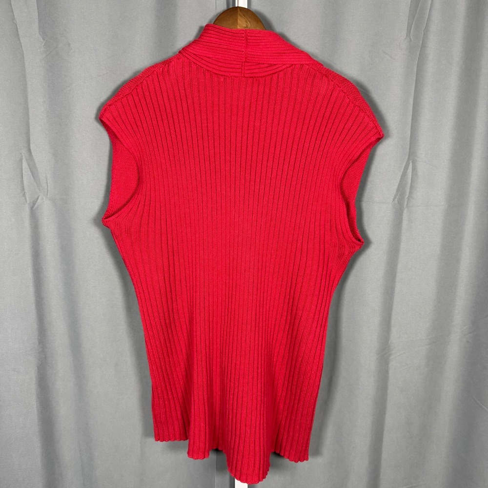 Coldwater Creek‎ Red Sleeveless Shawl Collar Sweater Vest XL Holiday Christmas - Picture 4 of 8